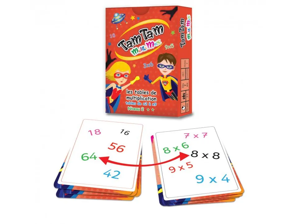 Jeu interdacta tam tam multimax niveau 2 42 cartes + 10 cartes aide-memoire reversible + 6 cartes regle
