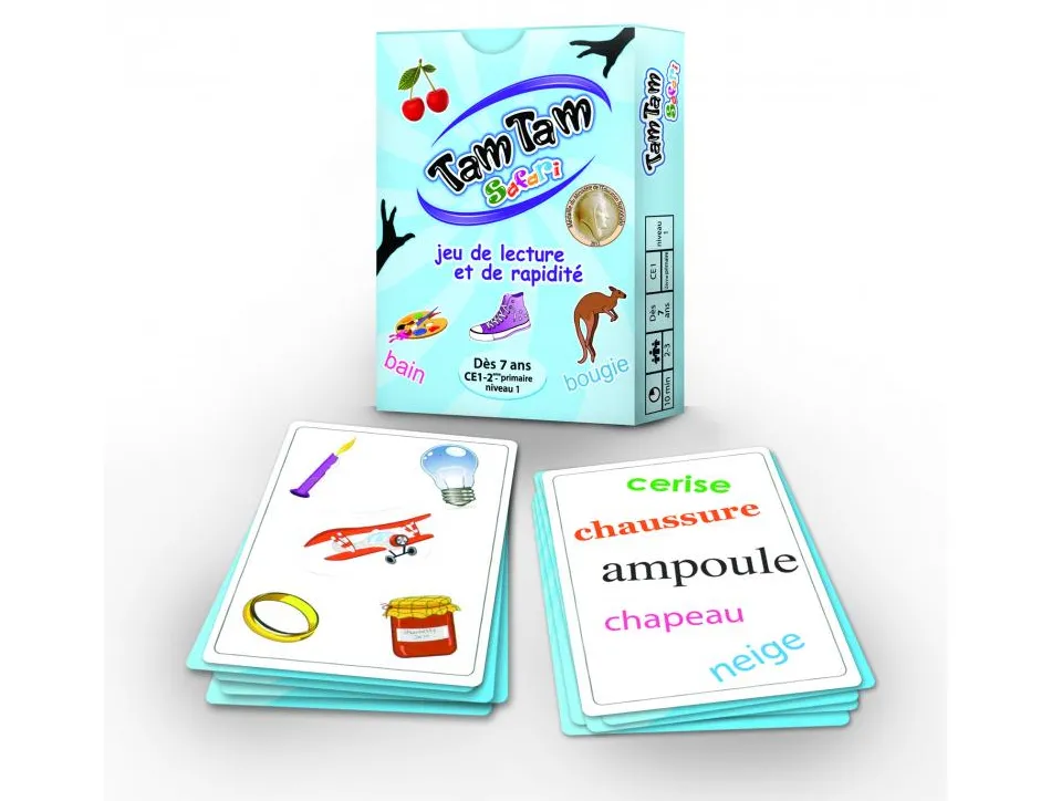 Jeu interdacta tam tam safari ce1 42 cartes + 1 carte lexique + 1 regle du jeu