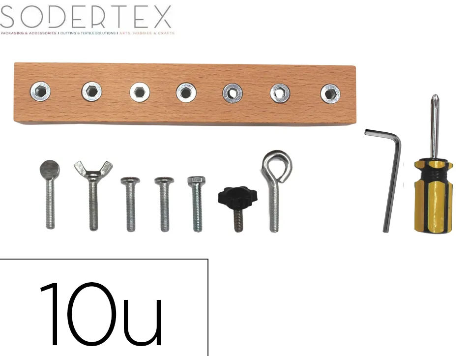 Jeu mon premier bricolage sodertex bois plaque 14x78x1cm bandes 13,5x2,5cm/7,5x2,5cm coloris naturel pack 10 pieces