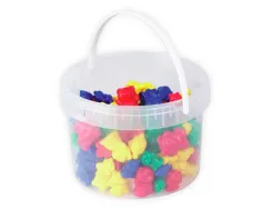 Jeu ourson à trier seau rangement contient 96 oursons 3 tailles 3 poids 4 coloris