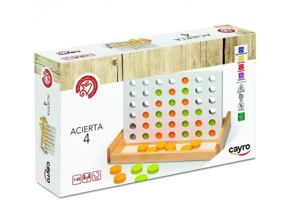 Jeu quatre en ligne bois 42 pions