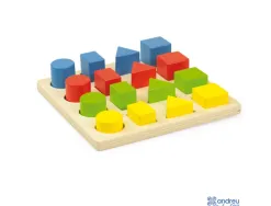Jeux d association andreu toys encastrement formes et couleurs en bois 16 pieces 1 suppport