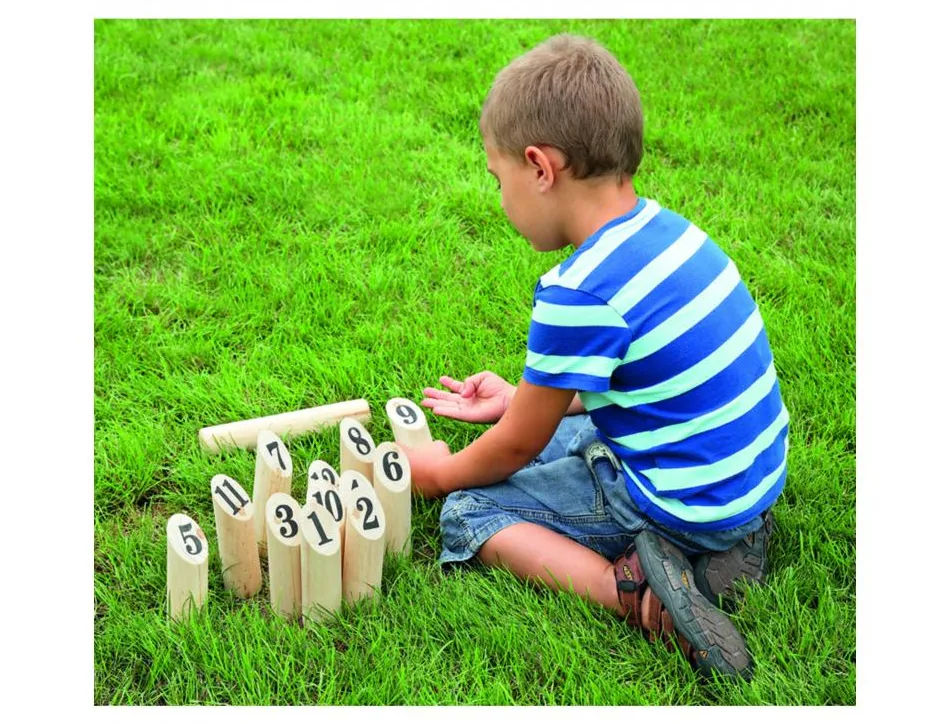 Jeux de kermesse jeu d quilles nordiques de 1 a 12 jeu interieur ou exterieur 12 quilles 1 baton bois