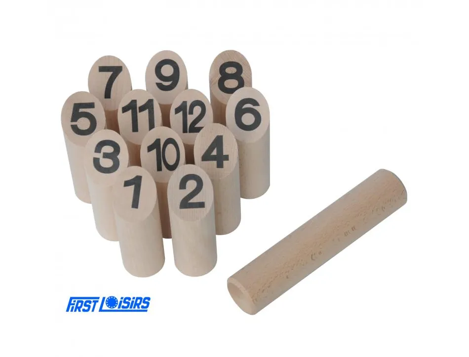 Jeux de kermesse jeu d quilles nordiques de 1 a 12 jeu interieur ou exterieur 12 quilles 1 baton bois