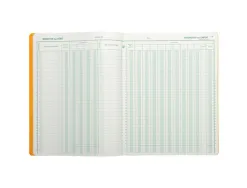 Journal exacompta caisse/banque 250x320mm vertical 33 lignes 80 pages 2 libellés 9 débits 4 crédits