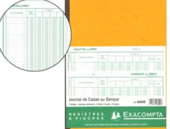 Journal exacompta caisse/banque 250x320mm vertical 33 lignes 80 pages 2 libellés 5 débits 5 crédits