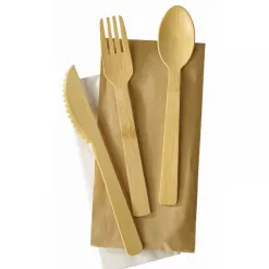 Kit couverts bambou 3 en 1 (f+c+s) paquet 200 unites