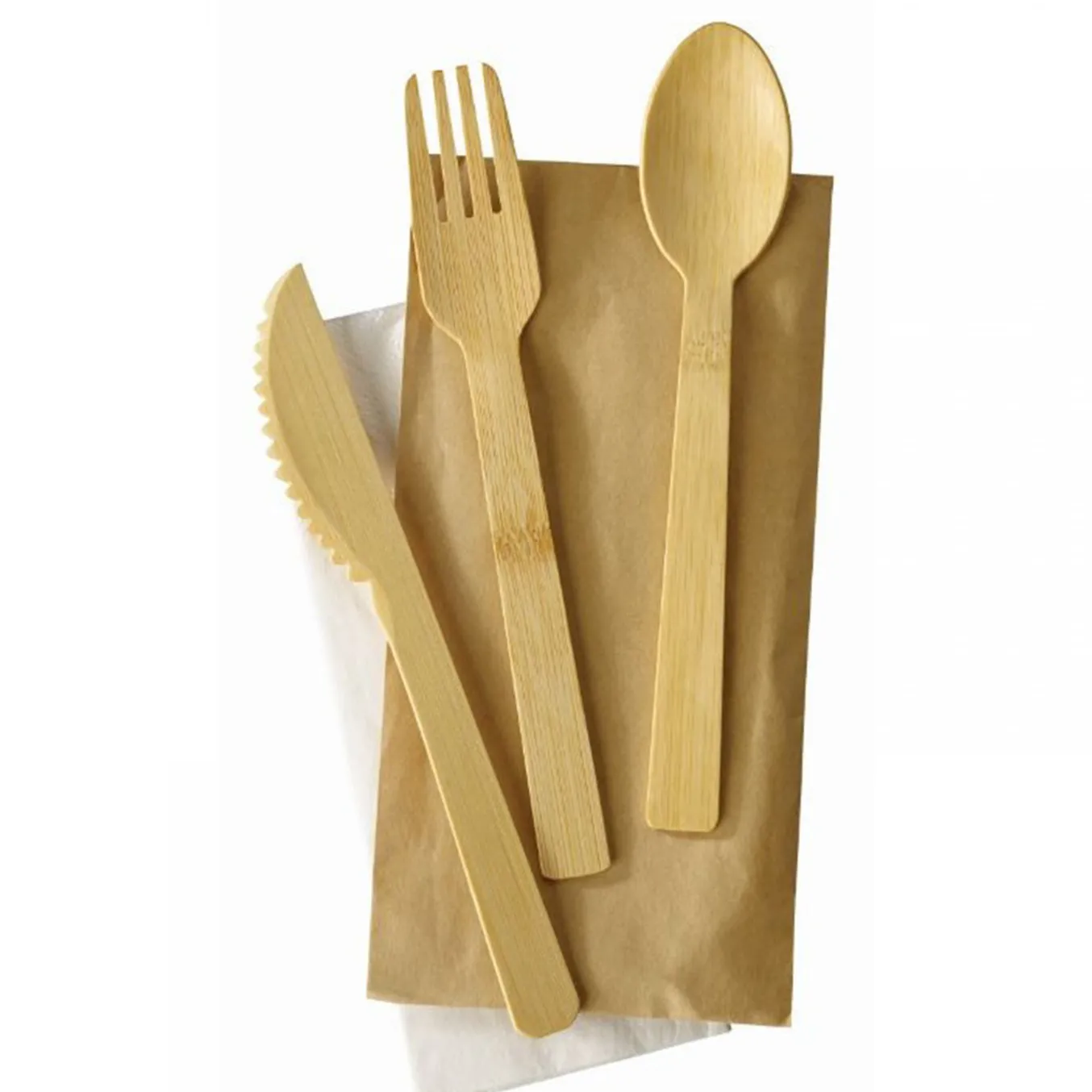 Kit couverts bambou 3 en 1 (f+c+s) paquet 200 unites