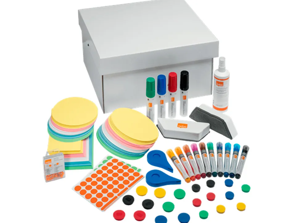 Kit d'accesoires tableau blanc esselte 10marqueurs 10aimants 32mm 2effaceurs 1spray nettoyage 2rubans