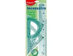 Kit de traçage maped flex 4 pièces 1 règle 30cm 2 équerres 45 degrés 60 degrés 1 rapporteur 180 degrés incassable