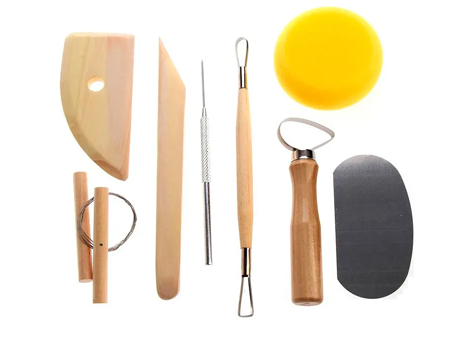 Kit du potier 8 outils pour modeler et donner forme a la p te et argile avec trousse de rangement
