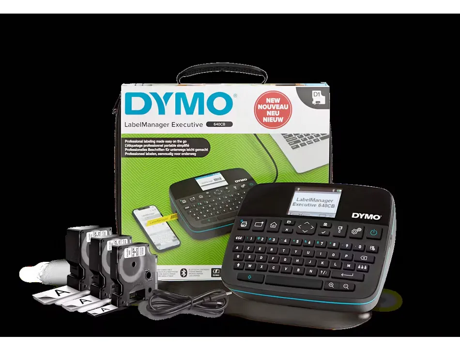 Kit dymo etiqueteuse portable labelmanager executive 640 cb clavier azerty avec malette transport coloris noir