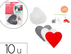Kit feutrine sodertex 3 coeurs poppy heart a fabriquer 2mm diam. 80mm 10 sachets individuels 3 coloris