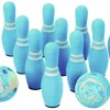 Kit initiation bowling mousse contient 10 quilles 2 balles 1 sac de rangement coloris bleu