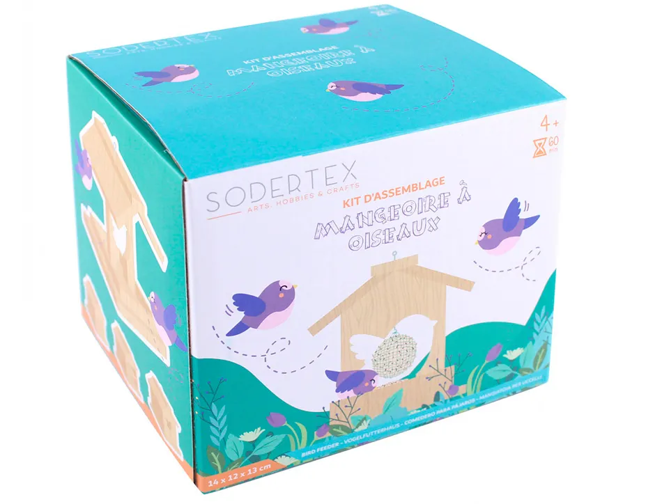 Kit mangeoire en bois + colle - 12 x 14,5 x 11,5 cm - 1 pc - 1 color