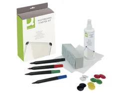 Kit nettoyage q-connect tableau blanc 1 flacon 250ml 4 marqueurs 10 aimants 1 brosse rechargeable 5 lingettes