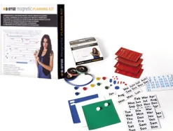Kit planning bi-office tableau blanc 5 feuilles magnétiques 3 rubans magnétiques 5mm 10 aimants 15mm 305x215x15cm