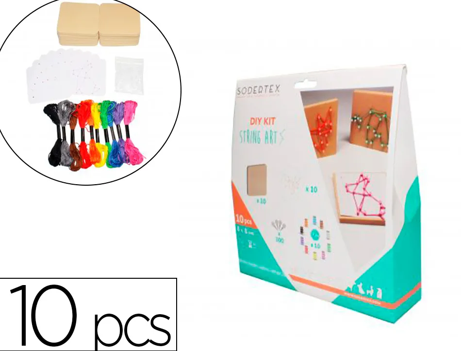 Kit sodertex string art orig'animals avec planches mousse epingles plastique fils couleur feuilles papier