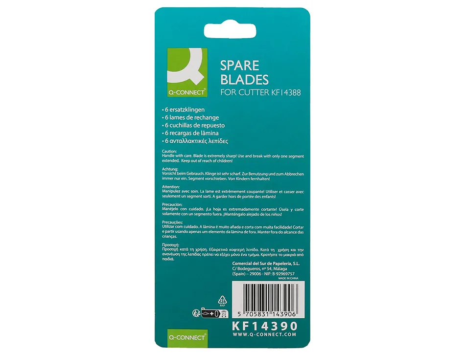 Lame 9mm de rechange q-connectpour cutter ceramique kf14388 blister 6 unites
