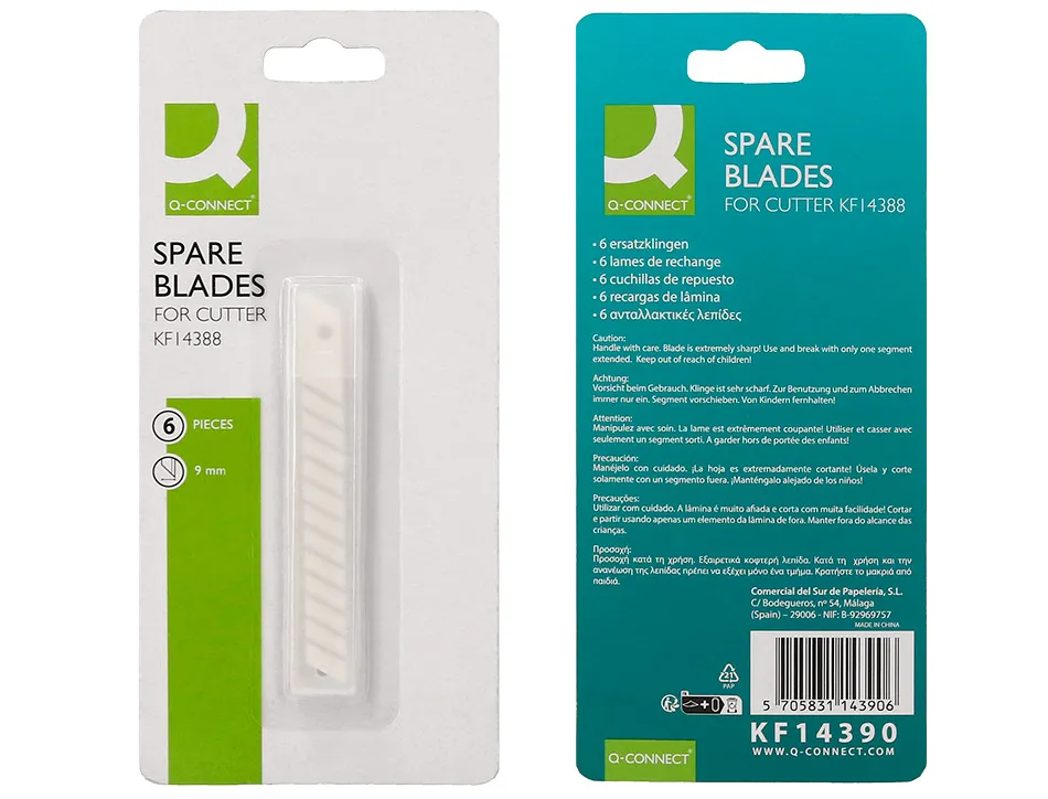 Lame 9mm de rechange q-connectpour cutter ceramique kf14388 blister 6 unites