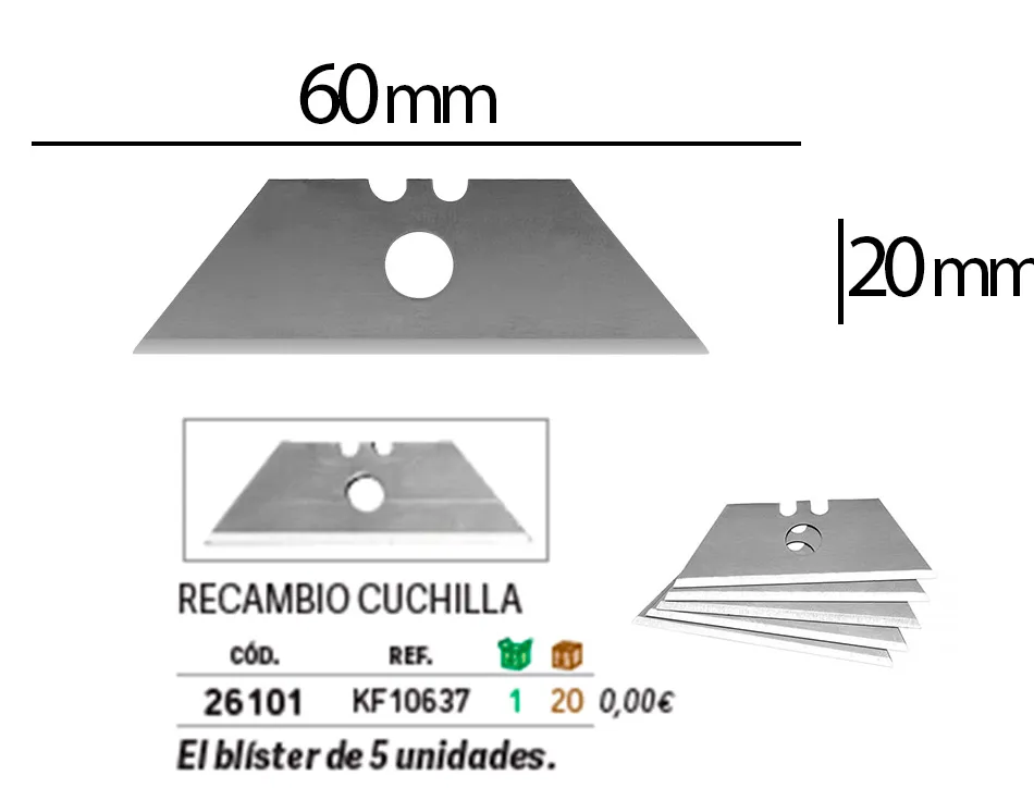 Lame rechange q-connect cutter universel 18mm blister 5 unités