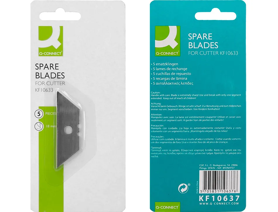 Lame rechange q-connect cutter universel 18mm blister 5 unités