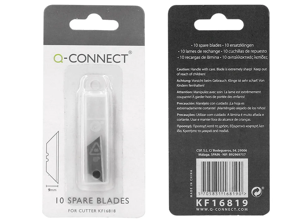 Lame rechange q-connect cutter étroit 9mm blister 10 unités