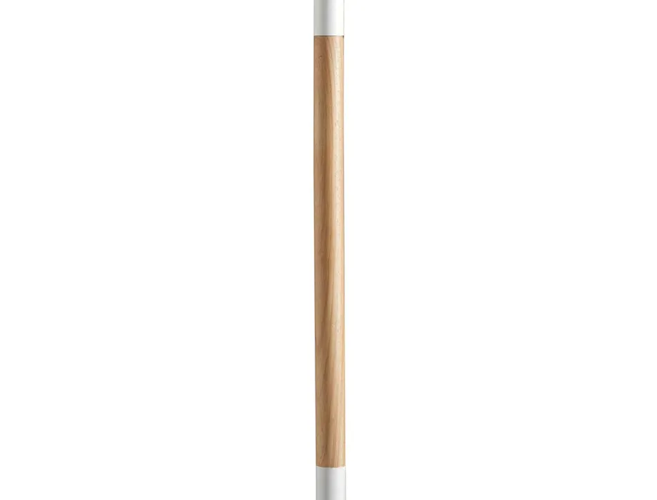 Lampadaire unilux led pryska metal laque et bois variateur 4000 lumen coloris blanc/hetre