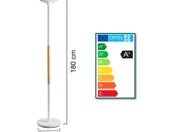 Lampadaire unilux led pryska metal laque et bois variateur 4000 lumen coloris blanc/hetre