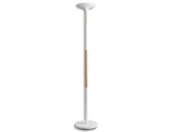 Lampadaire unilux led pryska metal laque et bois variateur 4000 lumen coloris blanc/hetre