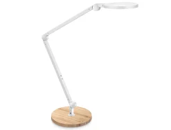 Lampe bureau led cep giant 3 articulations 2 bras 40cms socle bois coloris bois