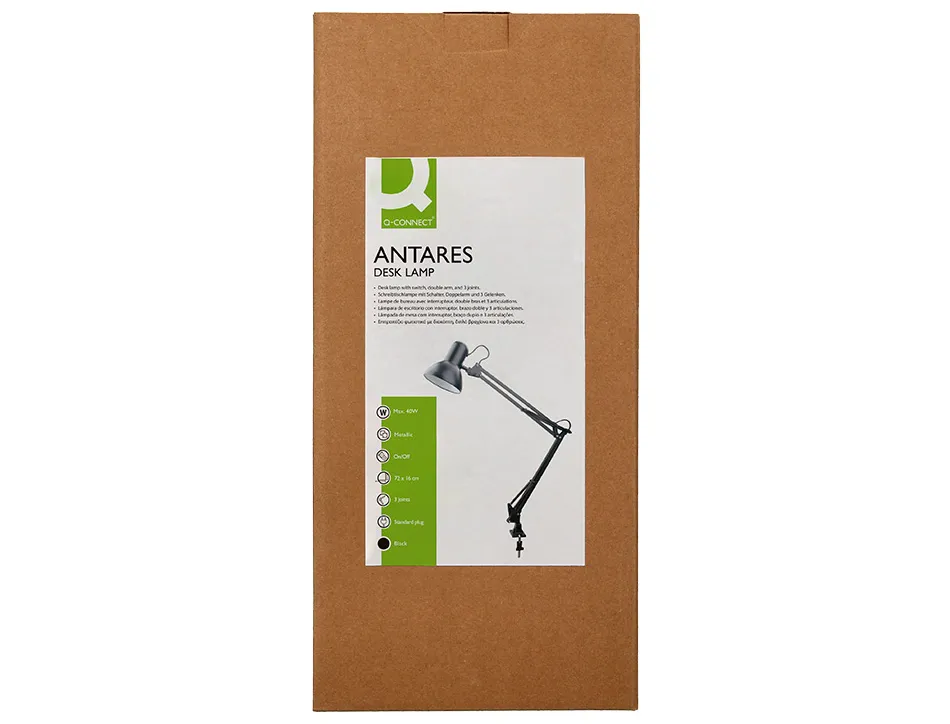 Lampe bureau q-connect antares puissance 40w dimensions 720x160mm coloris noir