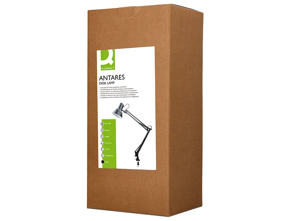Lampe bureau q-connect antares puissance 40w dimensions 720x160mm coloris noir