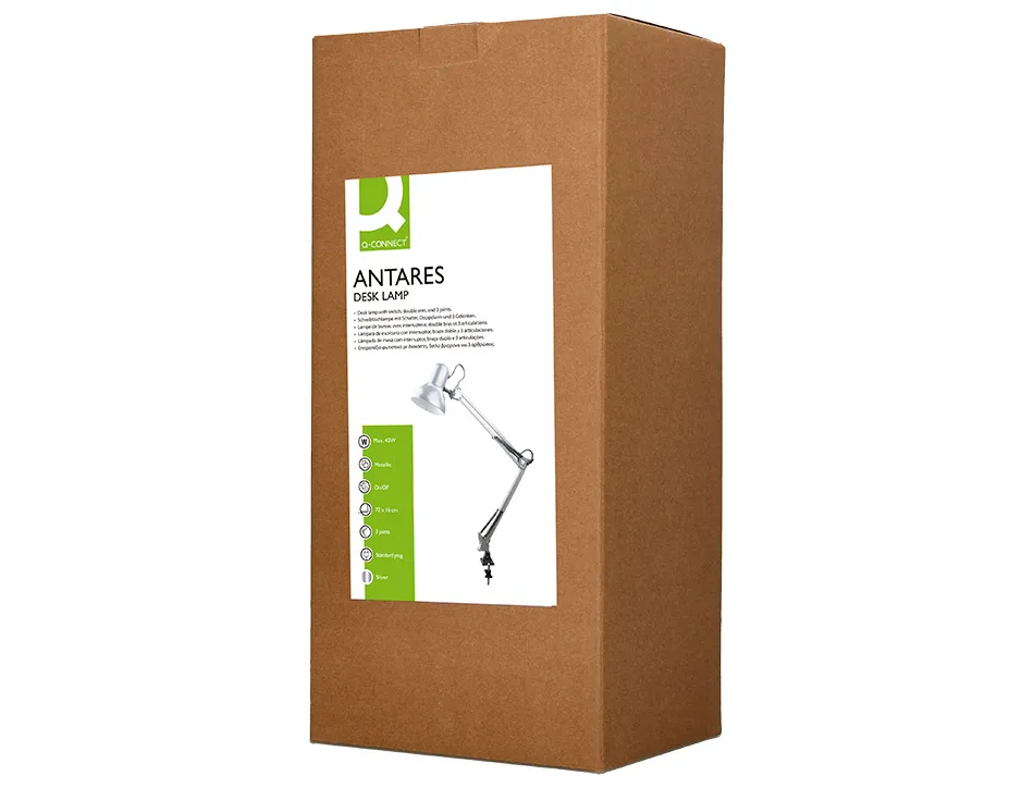 Lampe bureau q-connect antares puissance 40w dimensions 720x160mm coloris argent