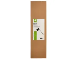 Lampe bureau q-connect deneb metal details bois interrupteur double articulation coloris noir