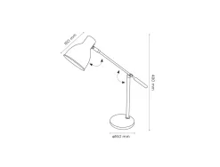 Lampe bureau q-connect deneb metal details bois interrupteur double articulation coloris noir