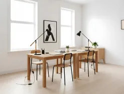 Lampe bureau q-connect deneb metal details bois interrupteur double articulation coloris noir