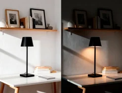 Lampe bureau q-connect nova led 2w 200 lm metal tactile rechargeable par usb-c coloris noir