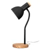 Lampe bureau q-connect orion metal details bois bras flexible coloris noir