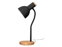 Lampe bureau q-connect orion metal details bois bras flexible coloris noir