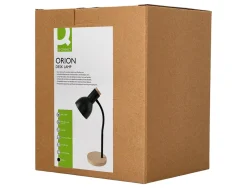 Lampe bureau q-connect orion metal details bois bras flexible coloris noir