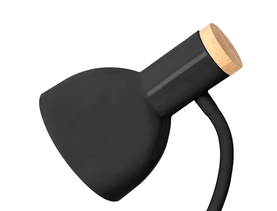 Lampe bureau q-connect orion metal details bois bras flexible coloris noir