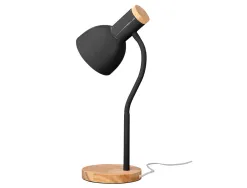 Lampe bureau q-connect orion metal details bois bras flexible coloris noir