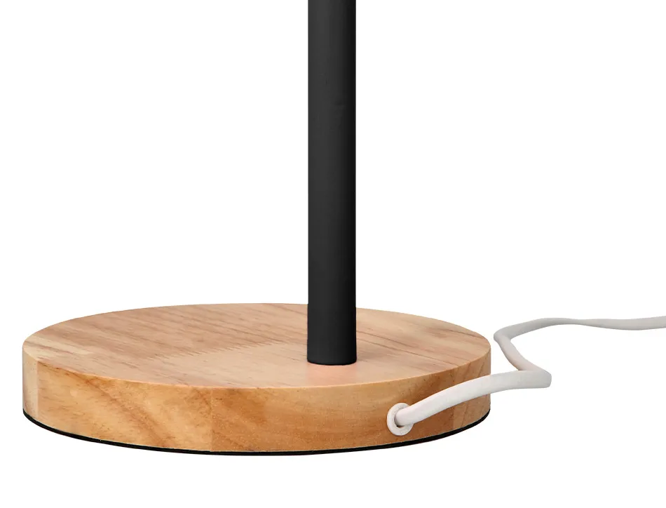 Lampe bureau q-connect orion metal details bois bras flexible coloris noir