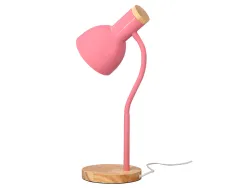 Lampe bureau q-connect orion metal details bois bras flexible coloris rose