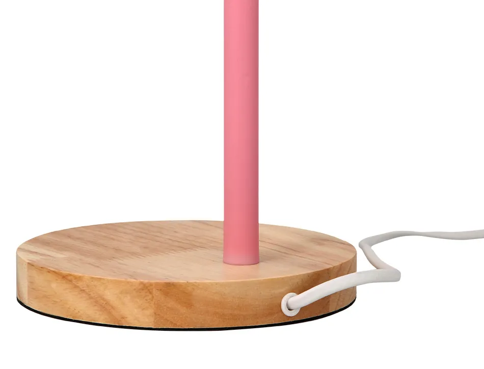 Lampe bureau q-connect orion metal details bois bras flexible coloris rose