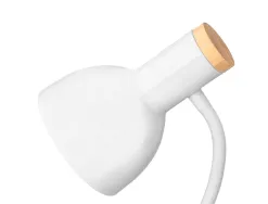 Lampe bureau q-connect orion metal details bois bras flexible coloris blanc