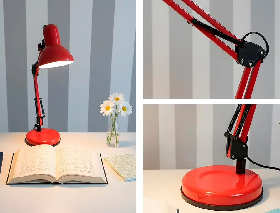 Lampe bureau q-connect polaris puissance 40w dimensions 150x430x160mm coloris rouge