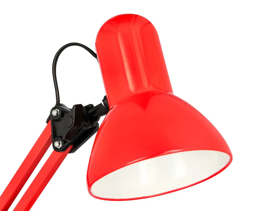 Lampe bureau q-connect polaris puissance 40w dimensions 150x430x160mm coloris rouge