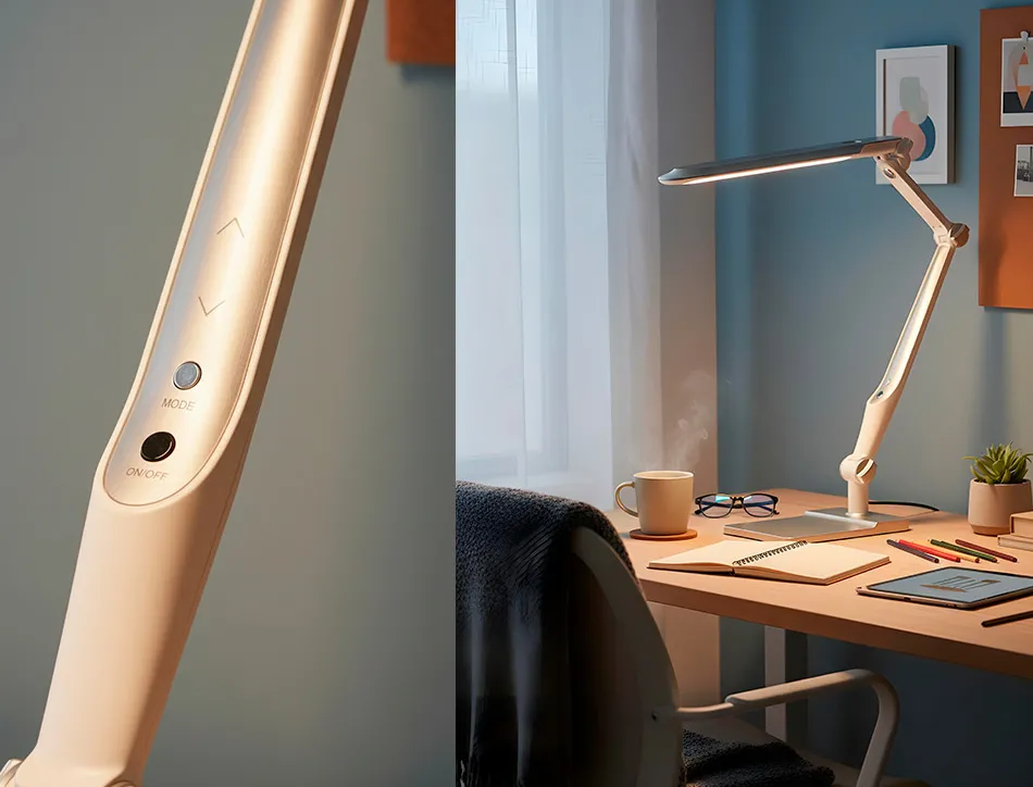 Lampe bureau q-connect professionelle abs 32 leds 9w interr upteur tactile 3 niveaux intensité coloris chromé